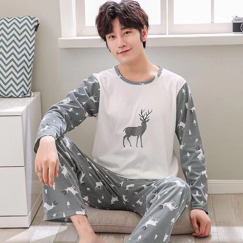 Pajamas Men's Long-sleeved Trousers Spring And Autumn Men's Pajamas Autumn And Winter Thin Plus Size Teenagers Home Wear Two-piece Set - 𝓢𝓱𝓸𝓹𝓵𝓮𝓬𝔂