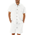 Summer Suits Men Short Sleeve Lapel Pockets Shirt And Drawstring Shorts Sports Fashion Leisure Men's Clothing - 𝓢𝓱𝓸𝓹𝓵𝓮𝓬𝔂