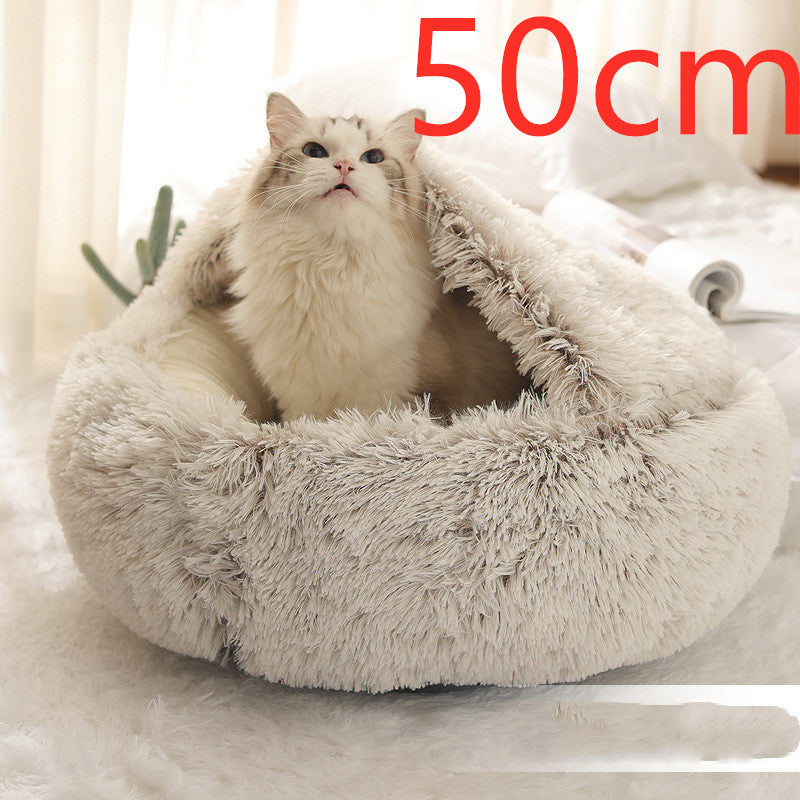 2 In 1 Dog And Cat Bed Pet Winter Bed Round Plush Warm Bed House Soft Long Plush Pets Bed Pet Products - 𝓢𝓱𝓸𝓹𝓵𝓮𝓬𝔂