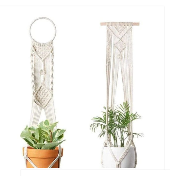 4 Pack - Macrame Plant Hangers & Shelf - 𝓢𝓱𝓸𝓹𝓵𝓮𝓬𝔂