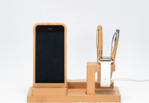 Compatible with Apple , Bamboo, wood andMobile applewatch bracket charging wooden bracket multi-function flat cell phone base - 𝓢𝓱𝓸𝓹𝓵𝓮𝓬𝔂