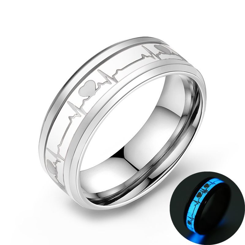 ECG Couple Carbon Fiber Ring Luminous Jewelry - 𝓢𝓱𝓸𝓹𝓵𝓮𝓬𝔂