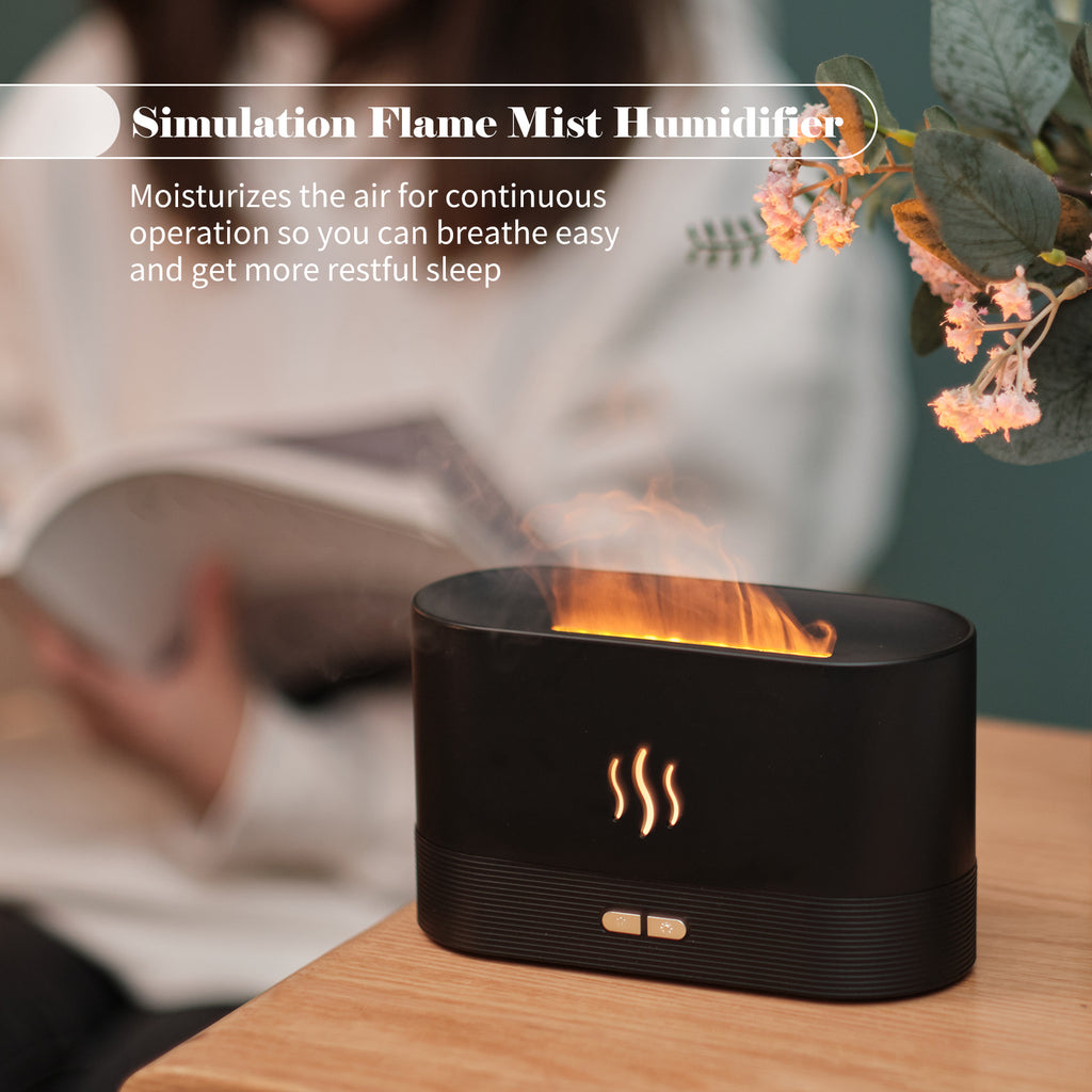 Aroma Diffuser With Flame Light Mist Humidifier Aromatherapy Diffuser With Waterless Auto-Off Protection For Spa Home Yoga Office - 𝓢𝓱𝓸𝓹𝓵𝓮𝓬𝔂