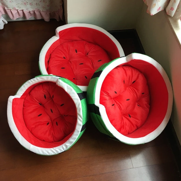 Four seasons kennel watermelon bed home quiet pets autumn and winter warm cat litter Teddy bear small dog cat watermelon nest - 𝓢𝓱𝓸𝓹𝓵𝓮𝓬𝔂