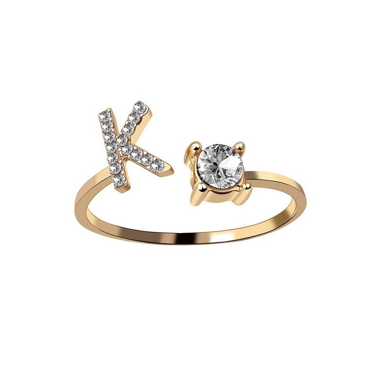 New Design Adjustable 26 Initial Letter Ring Fashion Jewelry For Women Simple Elegant Jewelry - 𝓢𝓱𝓸𝓹𝓵𝓮𝓬𝔂
