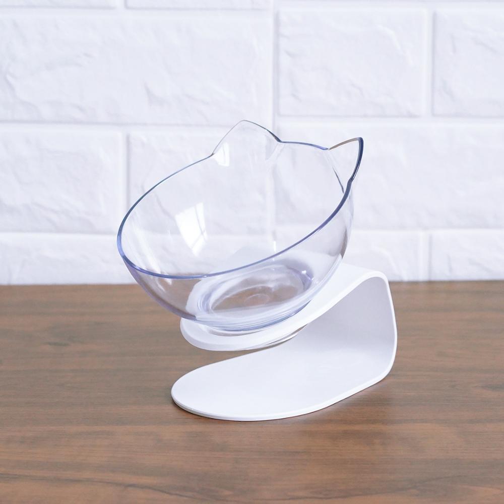 New Inclined Food Cat Ear Oblique Mouth Transparent Single Pet Bowl - 𝓢𝓱𝓸𝓹𝓵𝓮𝓬𝔂