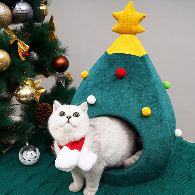 Christmas Tree Pet Bed Winter Warm Pet Nest Cat House Dog pet supplies - 𝓢𝓱𝓸𝓹𝓵𝓮𝓬𝔂