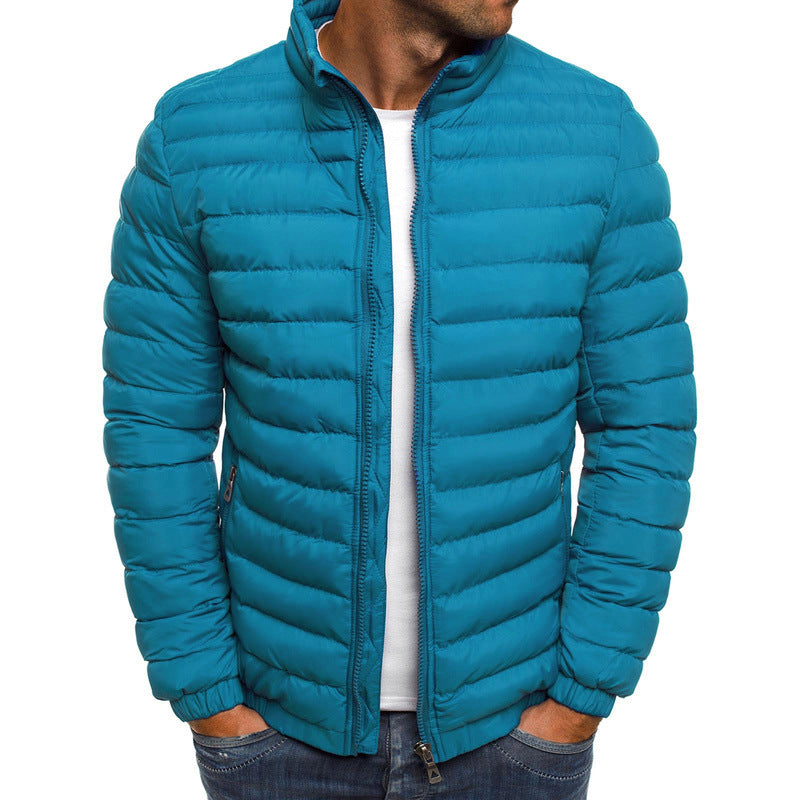 Men Jacket Zipper Solid Color Long Sleeves Pockets Coldproof Autumn Thicken Cotton Padded Overcoat For Outdoor - 𝓢𝓱𝓸𝓹𝓵𝓮𝓬𝔂