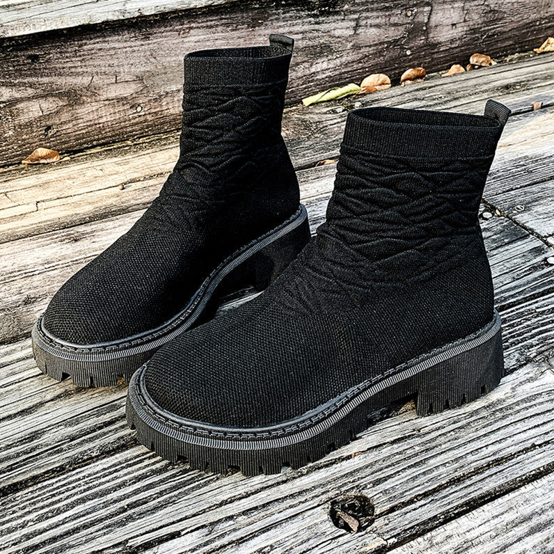 Women's Thick Heel Solid Color Casual And Comfortable Martin Boots - 𝓢𝓱𝓸𝓹𝓵𝓮𝓬𝔂