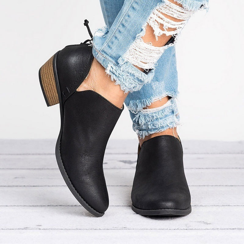 Autumn Women Shoes Retro High Heel Ankle Boots - 𝓢𝓱𝓸𝓹𝓵𝓮𝓬𝔂