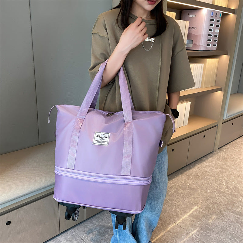 New Universal Wheel Travel Bag With Double-layer Dry And Wet Separation Fitness Yoga Shoulser Bags Sports Fitness Large Capacity Handbag Women - 𝓢𝓱𝓸𝓹𝓵𝓮𝓬𝔂