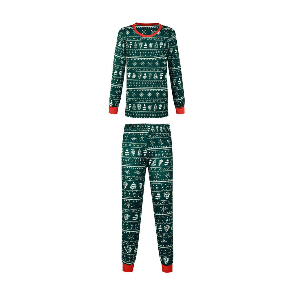 Christmas Print Contrast Color Parent-child Home Service Suit - 𝓢𝓱𝓸𝓹𝓵𝓮𝓬𝔂