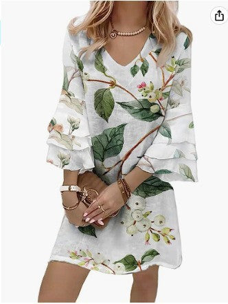Mid-waist Marble Printed Short Sleeve Dress - 𝓢𝓱𝓸𝓹𝓵𝓮𝓬𝔂