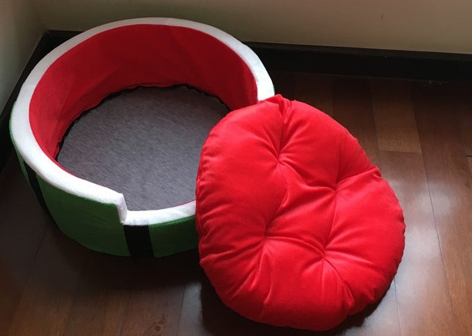 Four seasons kennel watermelon bed home quiet pets autumn and winter warm cat litter Teddy bear small dog cat watermelon nest - 𝓢𝓱𝓸𝓹𝓵𝓮𝓬𝔂