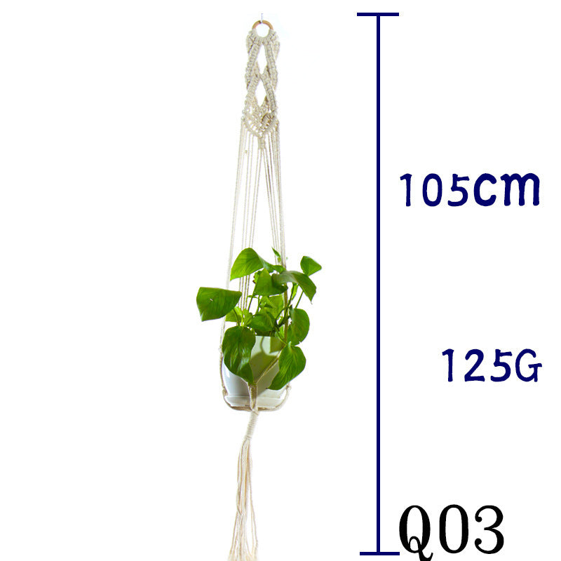 Flower Pot Net Bag Beige Cotton Rope Indoor Plant Hanger Hanging Basket Sling - 𝓢𝓱𝓸𝓹𝓵𝓮𝓬𝔂