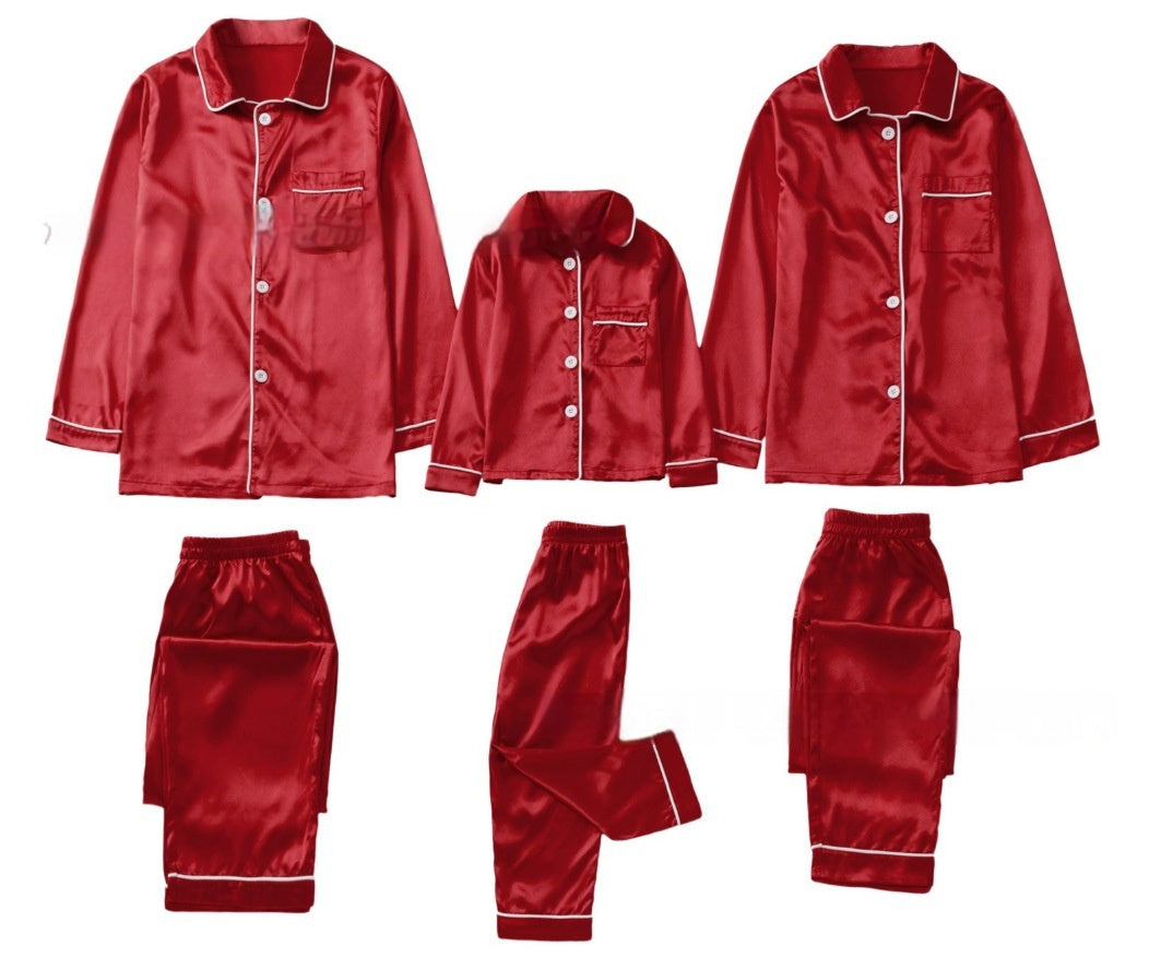 Children's Long-sleeved Parent-child Ice Silk Pajamas Suit - 𝓢𝓱𝓸𝓹𝓵𝓮𝓬𝔂