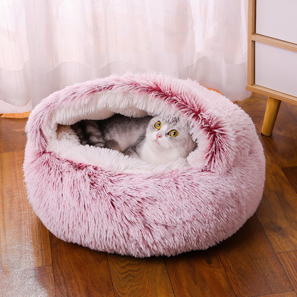 Deep Sleep Half-pack Semi-enclosed Dual-use Plush Round Pet Bed - 𝓢𝓱𝓸𝓹𝓵𝓮𝓬𝔂