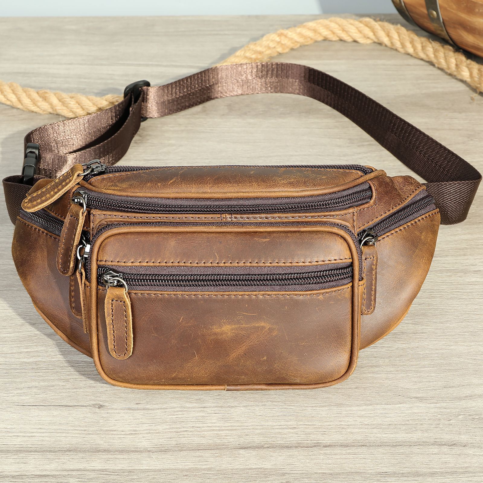 Retro Casual Men's Leather Belt Bag - 𝓢𝓱𝓸𝓹𝓵𝓮𝓬𝔂
