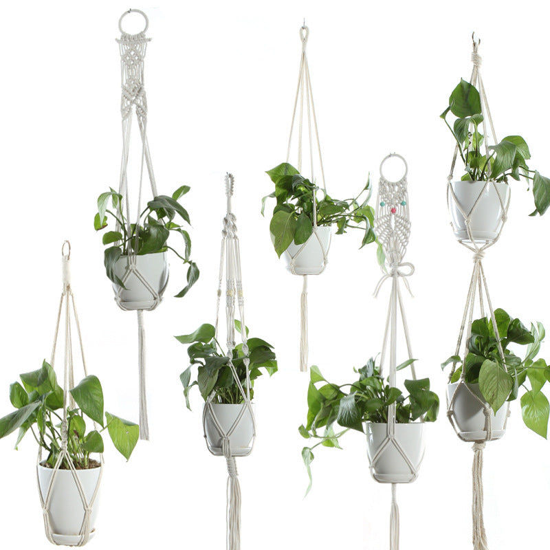 Flower Pot Net Bag Beige Cotton Rope Indoor Plant Hanger Hanging Basket Sling - 𝓢𝓱𝓸𝓹𝓵𝓮𝓬𝔂