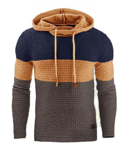 Men's Jacquard Sweater Long-sleeved Hoodie Warm Color Hooded Sweatshirt Jacket - 𝓢𝓱𝓸𝓹𝓵𝓮𝓬𝔂