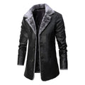 Plush Lapel Leather Jacket Winter Warm Fleece Single-breasted Coat For Men Long Clothing - 𝓢𝓱𝓸𝓹𝓵𝓮𝓬𝔂