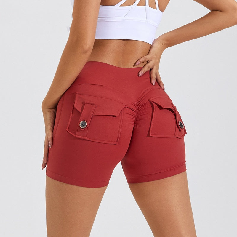 High Waist Hip Lifting Shorts With Pockets Quick Dry Yoga Fitness Sports Pants Summer Women Clothes - 𝓢𝓱𝓸𝓹𝓵𝓮𝓬𝔂