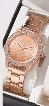 Women's Three-eye Quartz Diamond-embedded Watch - 𝓢𝓱𝓸𝓹𝓵𝓮𝓬𝔂