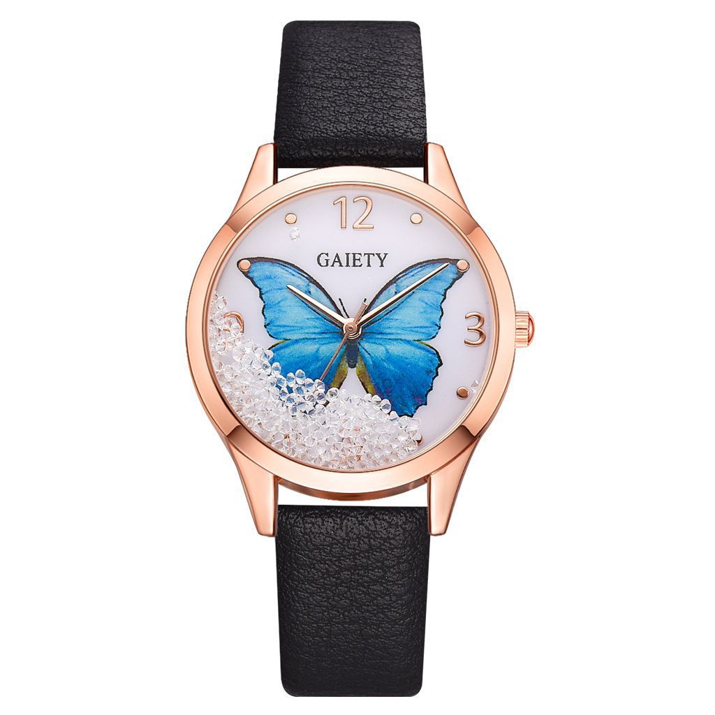 Gaiety Brand Women Watches Luxury Removable Rhinestone Butterfly Watches Ladies Leather Dress Ladies Wrist Watches Female Clock - 𝓢𝓱𝓸𝓹𝓵𝓮𝓬𝔂