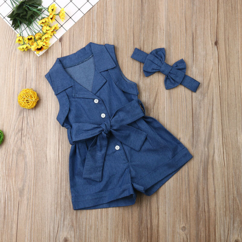 Pudcoco Kids Baby Girl Clothes Sleeveless Romper Denim - 𝓢𝓱𝓸𝓹𝓵𝓮𝓬𝔂