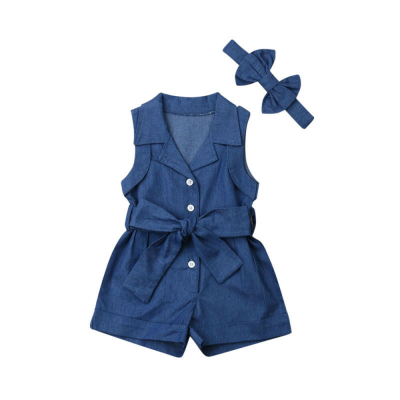 Pudcoco Kids Baby Girl Clothes Sleeveless Romper Denim - 𝓢𝓱𝓸𝓹𝓵𝓮𝓬𝔂