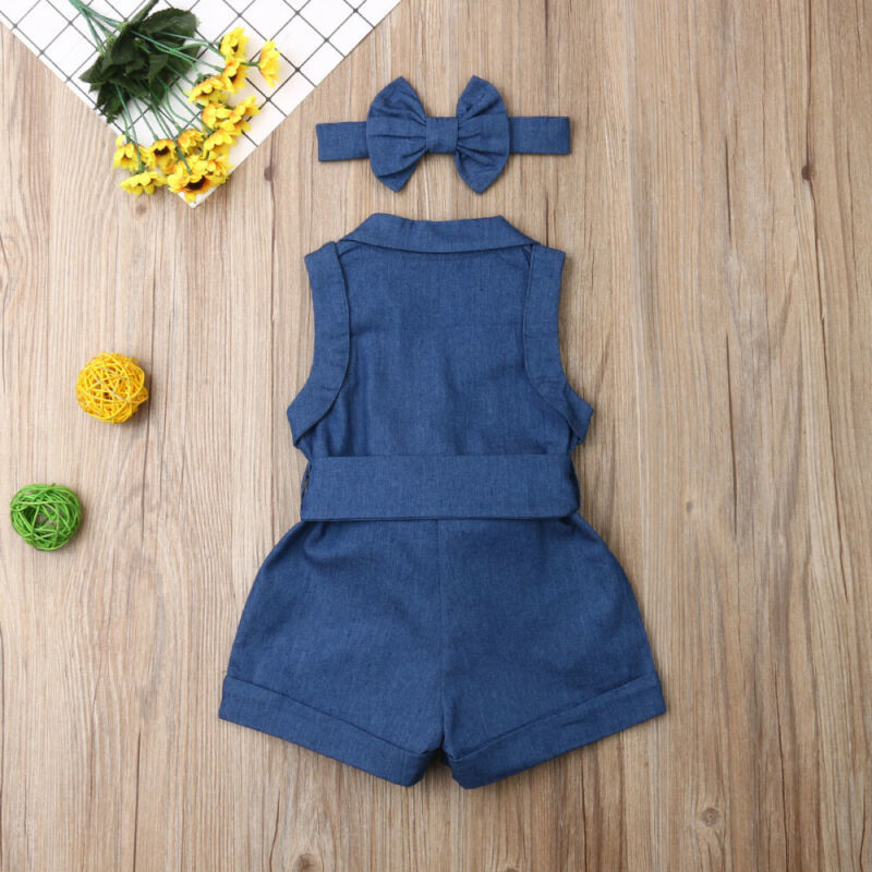 Pudcoco Kids Baby Girl Clothes Sleeveless Romper Denim - 𝓢𝓱𝓸𝓹𝓵𝓮𝓬𝔂