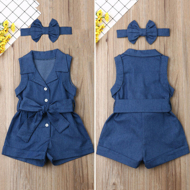 Pudcoco Kids Baby Girl Clothes Sleeveless Romper Denim - 𝓢𝓱𝓸𝓹𝓵𝓮𝓬𝔂
