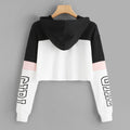 Crop Top Hoodie  Sweatshirt Hoodies Women Patchwork Lett - 𝓢𝓱𝓸𝓹𝓵𝓮𝓬𝔂