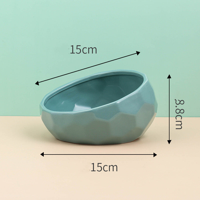 Pet Supplies Bowl Ceramic Cat Bowl Dog Bowl Oblique Mouth - 𝓢𝓱𝓸𝓹𝓵𝓮𝓬𝔂