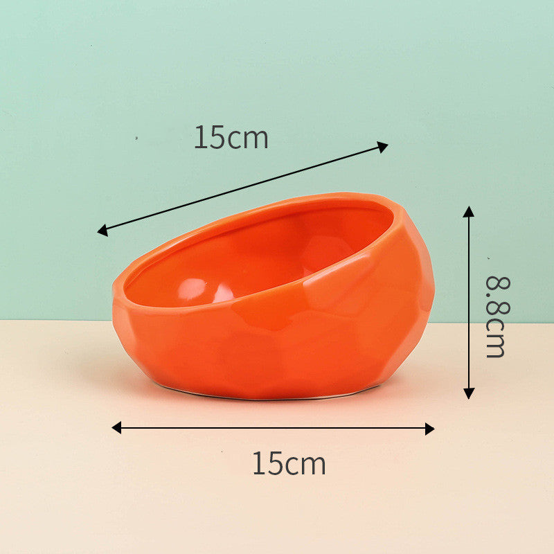 Pet Supplies Bowl Ceramic Cat Bowl Dog Bowl Oblique Mouth - 𝓢𝓱𝓸𝓹𝓵𝓮𝓬𝔂
