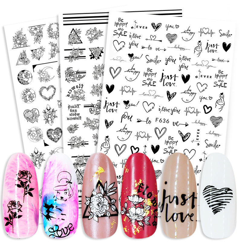 Summer Flowers and Love Adhesive Stickers Nail Art Stickers Foreign Trade Nail Stickers Nail Art Decals - 𝓢𝓱𝓸𝓹𝓵𝓮𝓬𝔂