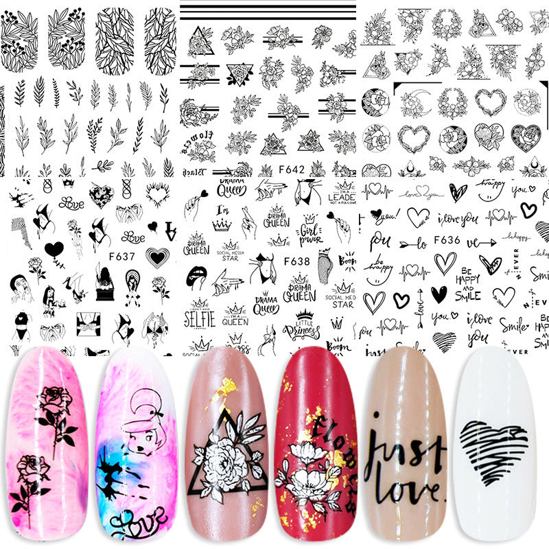 Summer Flowers and Love Adhesive Stickers Nail Art Stickers Foreign Trade Nail Stickers Nail Art Decals - 𝓢𝓱𝓸𝓹𝓵𝓮𝓬𝔂