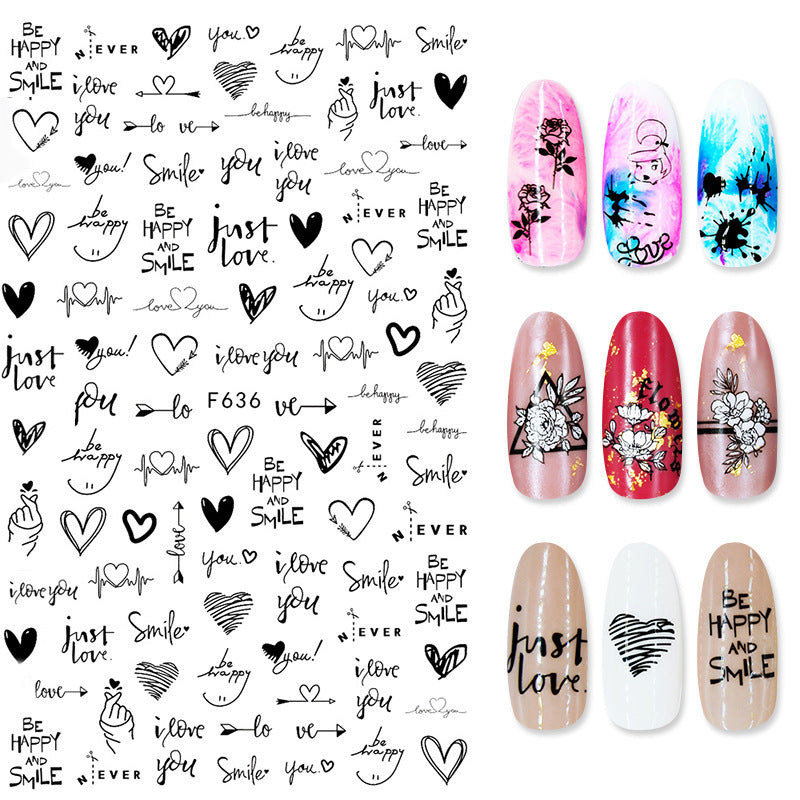 Summer Flowers and Love Adhesive Stickers Nail Art Stickers Foreign Trade Nail Stickers Nail Art Decals - 𝓢𝓱𝓸𝓹𝓵𝓮𝓬𝔂
