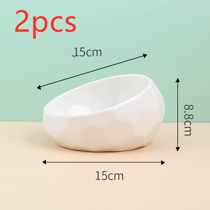 Pet Supplies Bowl Ceramic Cat Bowl Dog Bowl Oblique Mouth - 𝓢𝓱𝓸𝓹𝓵𝓮𝓬𝔂