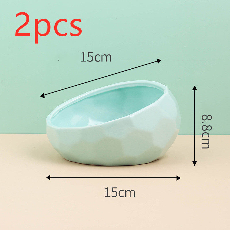Pet Supplies Bowl Ceramic Cat Bowl Dog Bowl Oblique Mouth - 𝓢𝓱𝓸𝓹𝓵𝓮𝓬𝔂