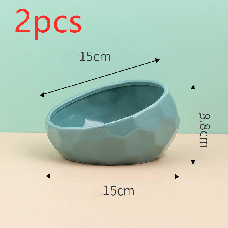 Pet Supplies Bowl Ceramic Cat Bowl Dog Bowl Oblique Mouth - 𝓢𝓱𝓸𝓹𝓵𝓮𝓬𝔂
