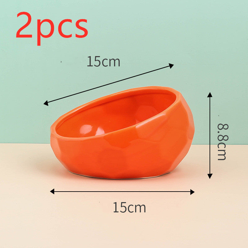 Pet Supplies Bowl Ceramic Cat Bowl Dog Bowl Oblique Mouth - 𝓢𝓱𝓸𝓹𝓵𝓮𝓬𝔂