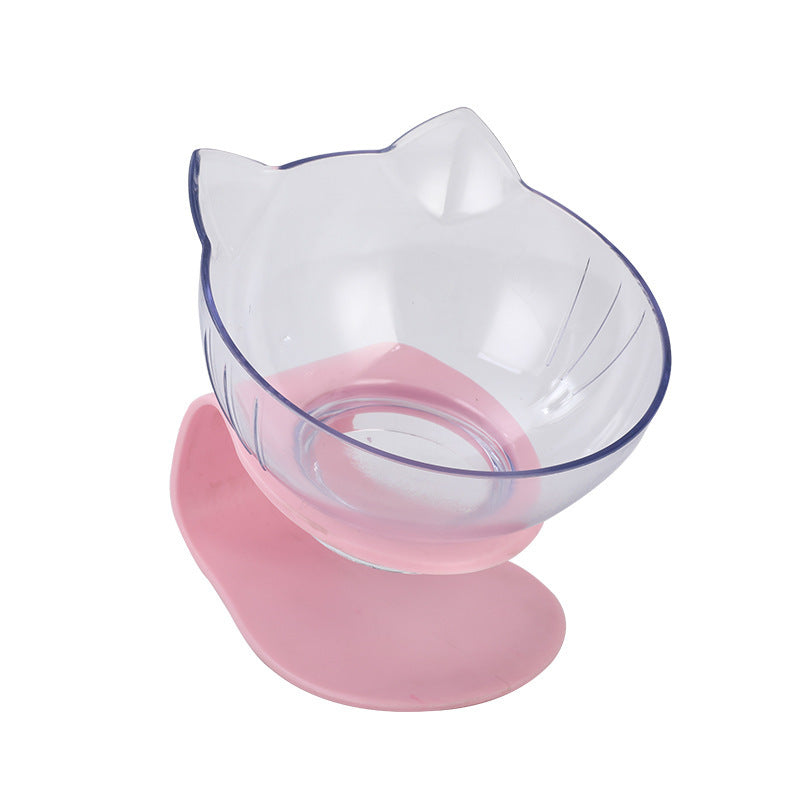 New Inclined Food Cat Ear Oblique Mouth Transparent Single Pet Bowl - 𝓢𝓱𝓸𝓹𝓵𝓮𝓬𝔂