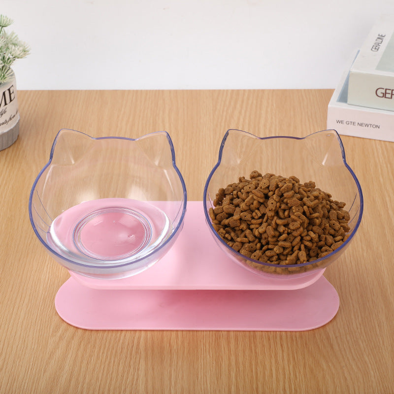 New Inclined Food Cat Ear Oblique Mouth Transparent Single Pet Bowl - 𝓢𝓱𝓸𝓹𝓵𝓮𝓬𝔂