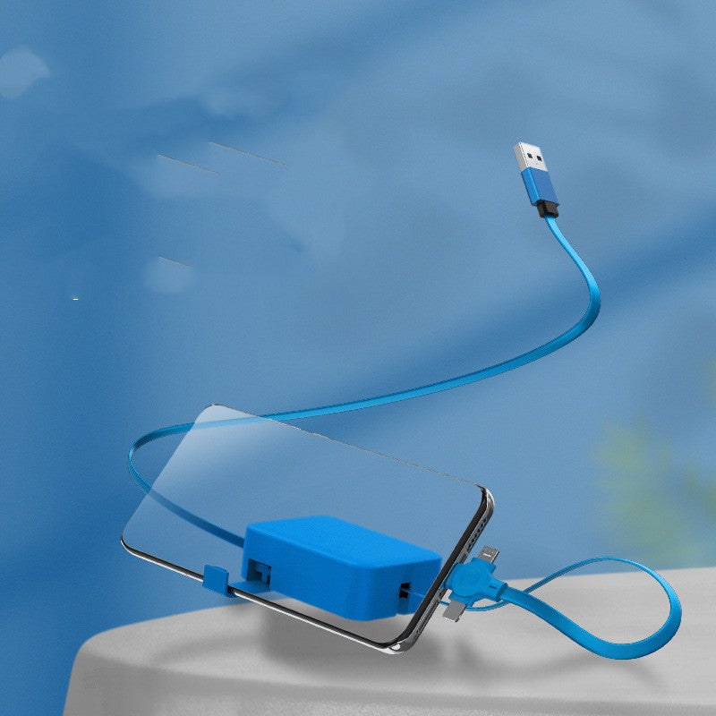 4 In 1 Retractable USB Cable Creative Macaron Type C Micro Cable For I Phone With Phone Stand Charging Data Cable Line Storage Box - 𝓢𝓱𝓸𝓹𝓵𝓮𝓬𝔂