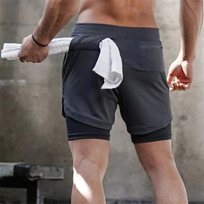 Running Shorts Men 2 In 1 Double-deck Quick Dry GYM  Fitness Jogging Workout  Pants - 𝓢𝓱𝓸𝓹𝓵𝓮𝓬𝔂