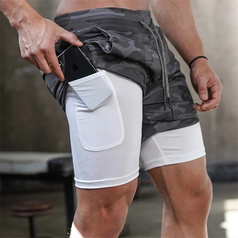 Running Shorts Men 2 In 1 Double-deck Quick Dry GYM  Fitness Jogging Workout  Pants - 𝓢𝓱𝓸𝓹𝓵𝓮𝓬𝔂