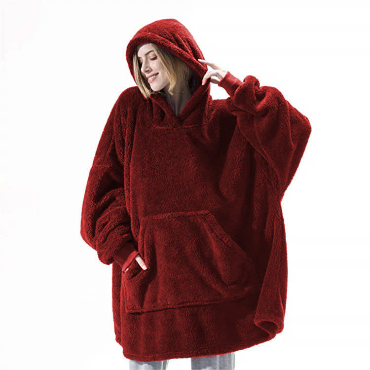 Hoodie Sweatshirt With Big Pocket Tops Sweater Comfortable Loose Double-Sided Fleece Thicker Wearable Blanket - 𝓢𝓱𝓸𝓹𝓵𝓮𝓬𝔂