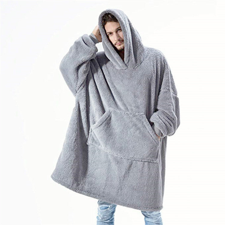 Hoodie Sweatshirt With Big Pocket Tops Sweater Comfortable Loose Double-Sided Fleece Thicker Wearable Blanket - 𝓢𝓱𝓸𝓹𝓵𝓮𝓬𝔂
