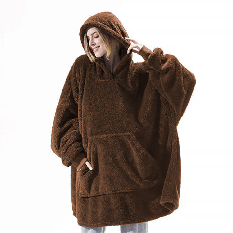 Hoodie Sweatshirt With Big Pocket Tops Sweater Comfortable Loose Double-Sided Fleece Thicker Wearable Blanket - 𝓢𝓱𝓸𝓹𝓵𝓮𝓬𝔂